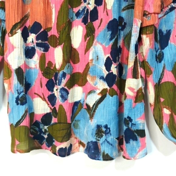 Zac & Rachel Floral Multicolor Long-Sleeve  Square Neck Top Blouse Small - Picture 3 of 12